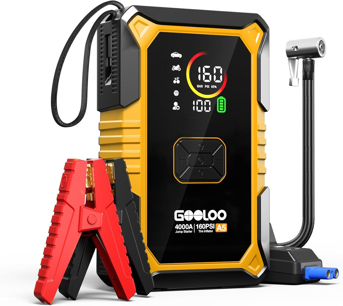 GOOLOO A5 Jump Starter with Air Compressor, 4000A Portable Jump Box