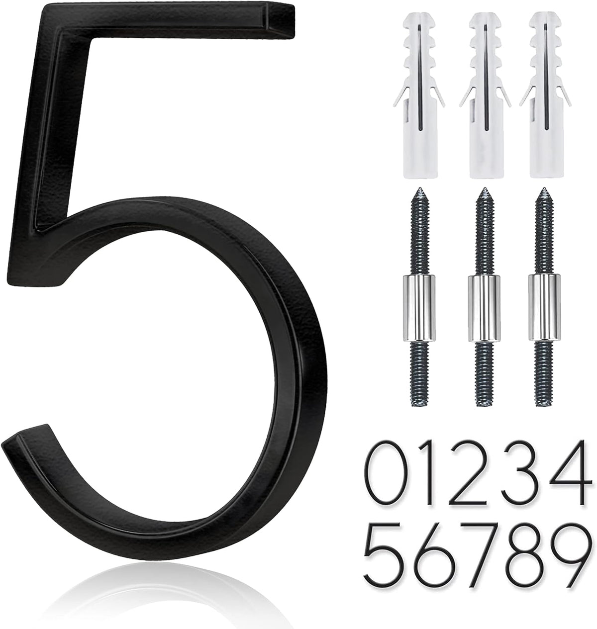 5" Stainless Steel Floating House Number, Metal Modern House Numbers (1)