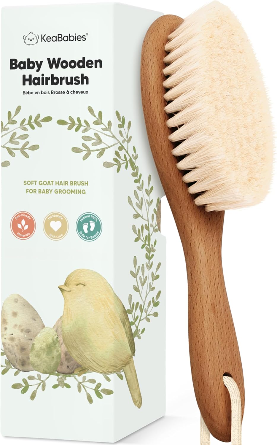 Wooden Baby Hair Brush for Toddler, Infant Cradle Cap (Walnut, Regular)