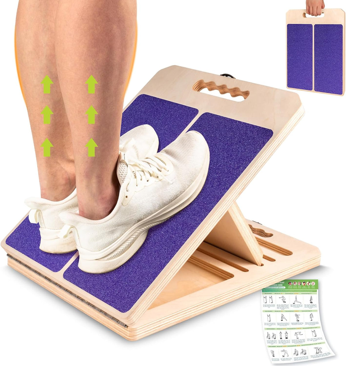 Slant Board Calf Stretching, 300 LBS Capacity Portable Wooden Incline Board
