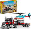 LEGO Creator 3 in 1 Flatbed Truck with Helicopter Toy, Transforms from Flatbed Truck Toy to Propeller Plane to Hot Rod and SUV Cars, Gift Idea for Boys and Girls Ages 7 Years Old and Up, 31146