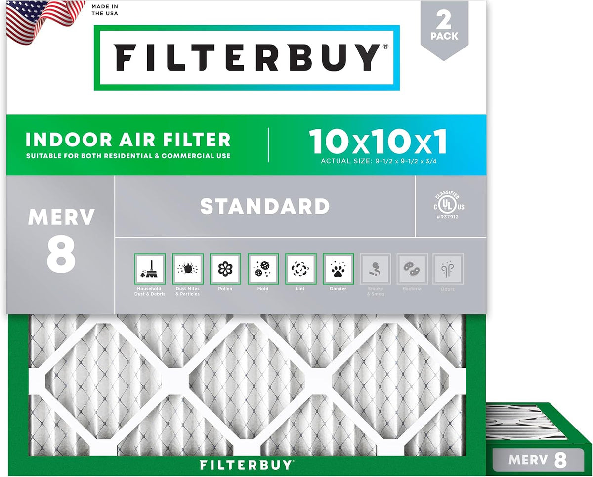 Filterbuy 20x25x4 Air Filter MERV 8 Dust & Allergy Defense (2-Pack)