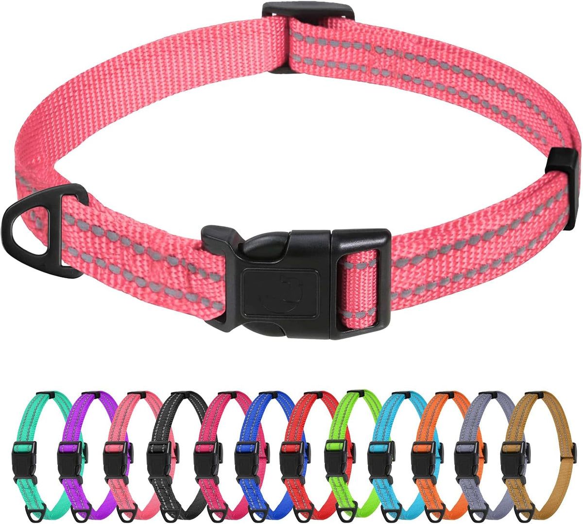 TagME Small Dog Collar, Reflective Puppy Collar, Sky Blue, 3/8" Width