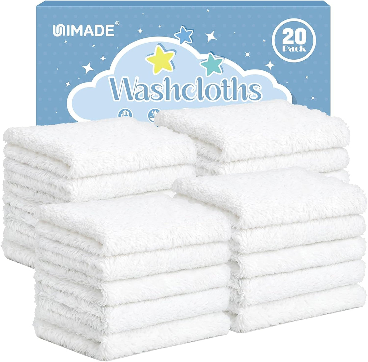 UNIMADE Baby Washcloths, Super Soft Microfiber Coral Fleece Wash Cloths