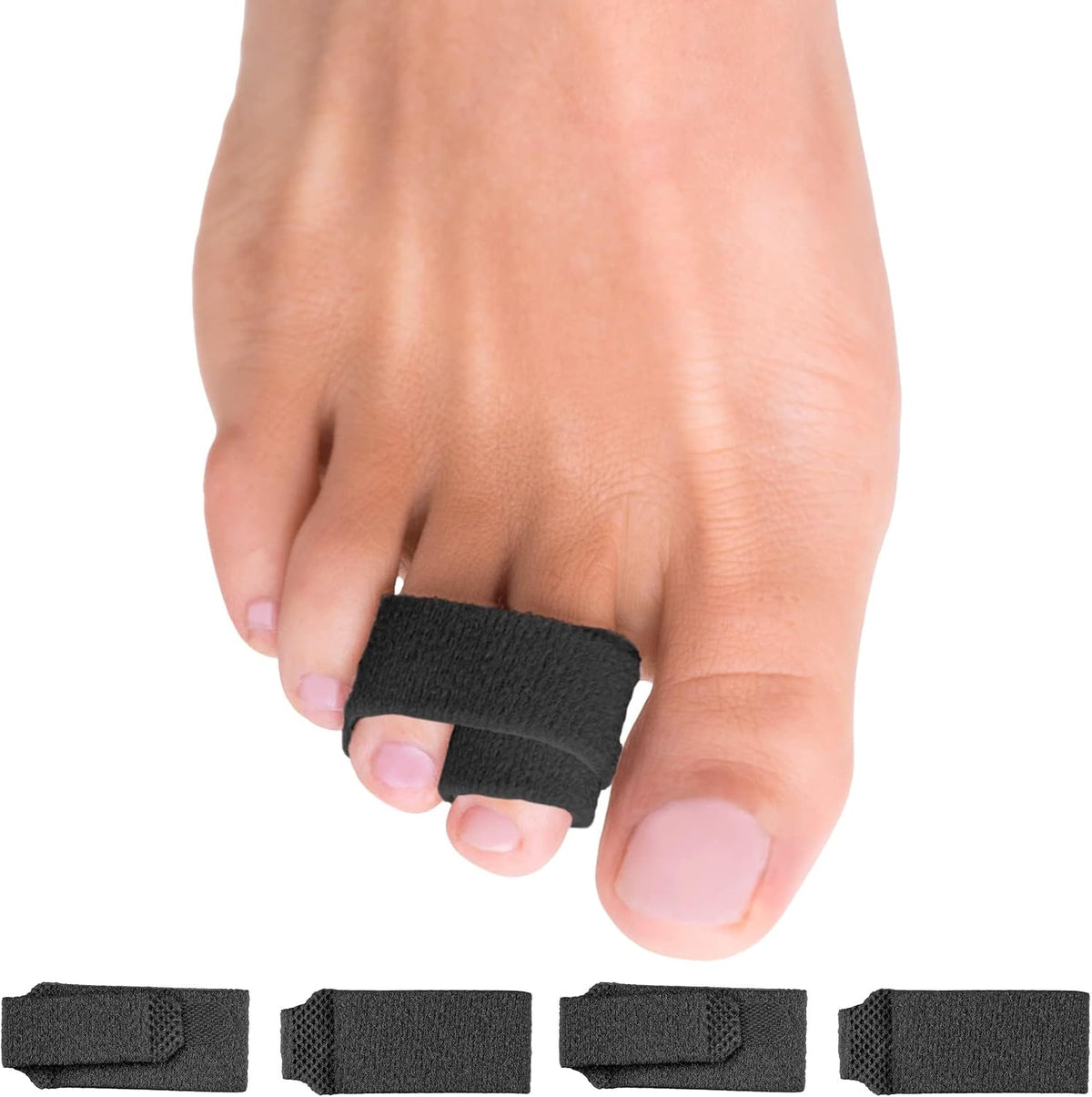 ZenToes Hammer Toe Straightener, Broken Toe Splint & Buddy Wraps, 4 Ct