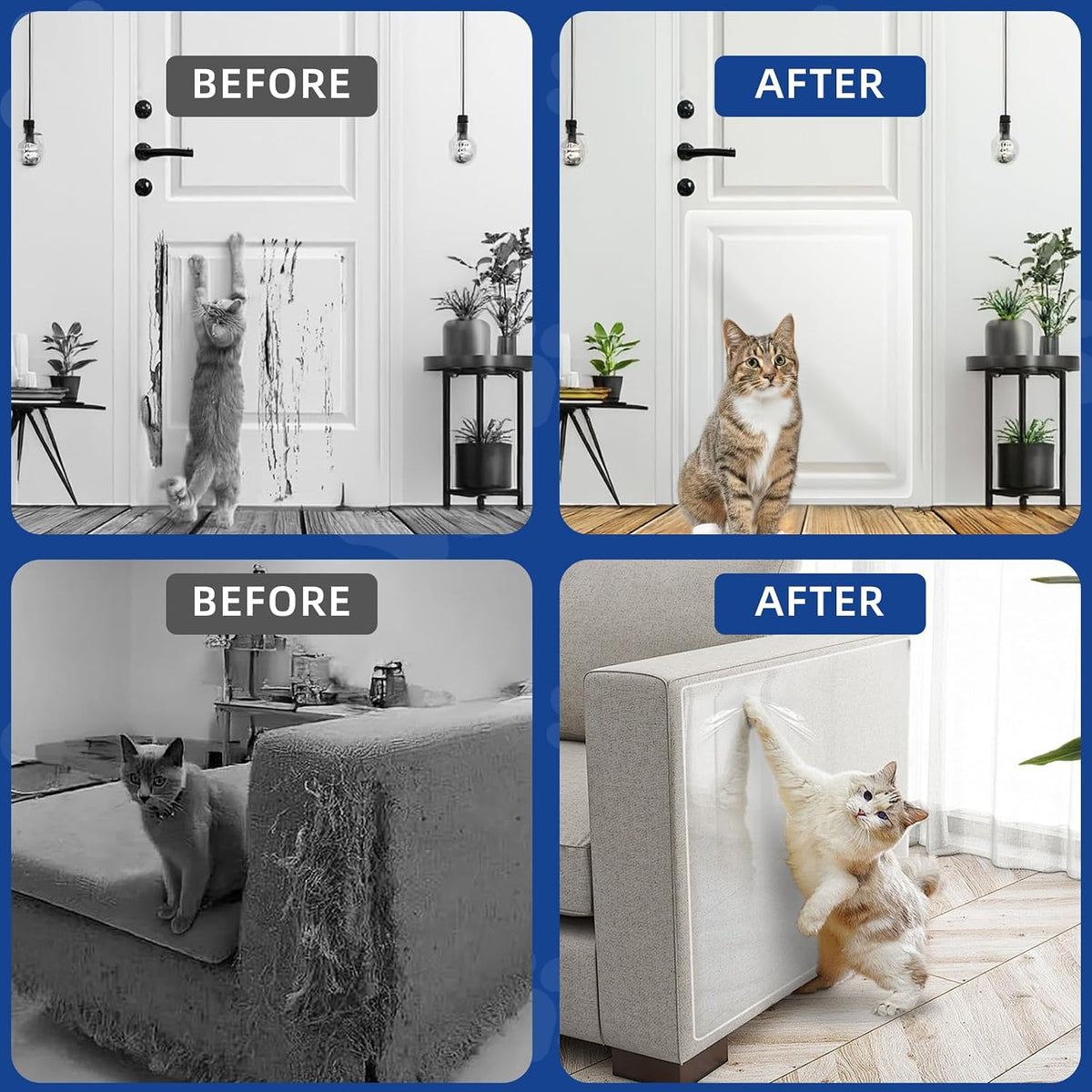 TOOSOFt Anti Cat Scratch Furniture Protector Clear Vinyl 196.9"x16.5"