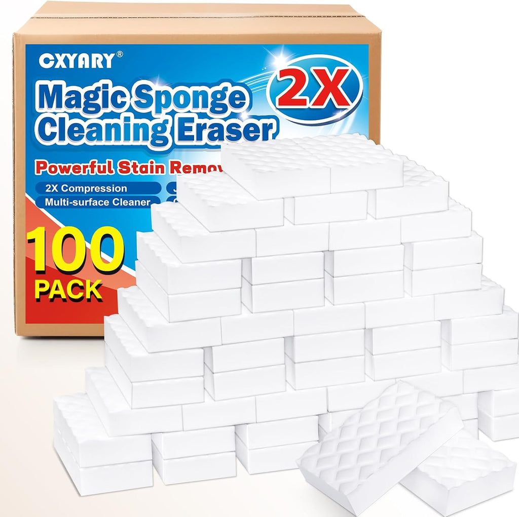 100Pack 2X Magic Sponges Cleaning Eraser, Density Stronger Melamine Sponge