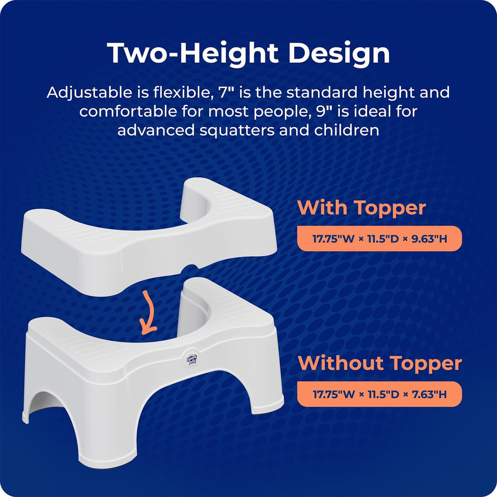 Squatty Potty Adjustable 2.0 Bathroom Toilet Stool 7 inch & 9 inch. - White