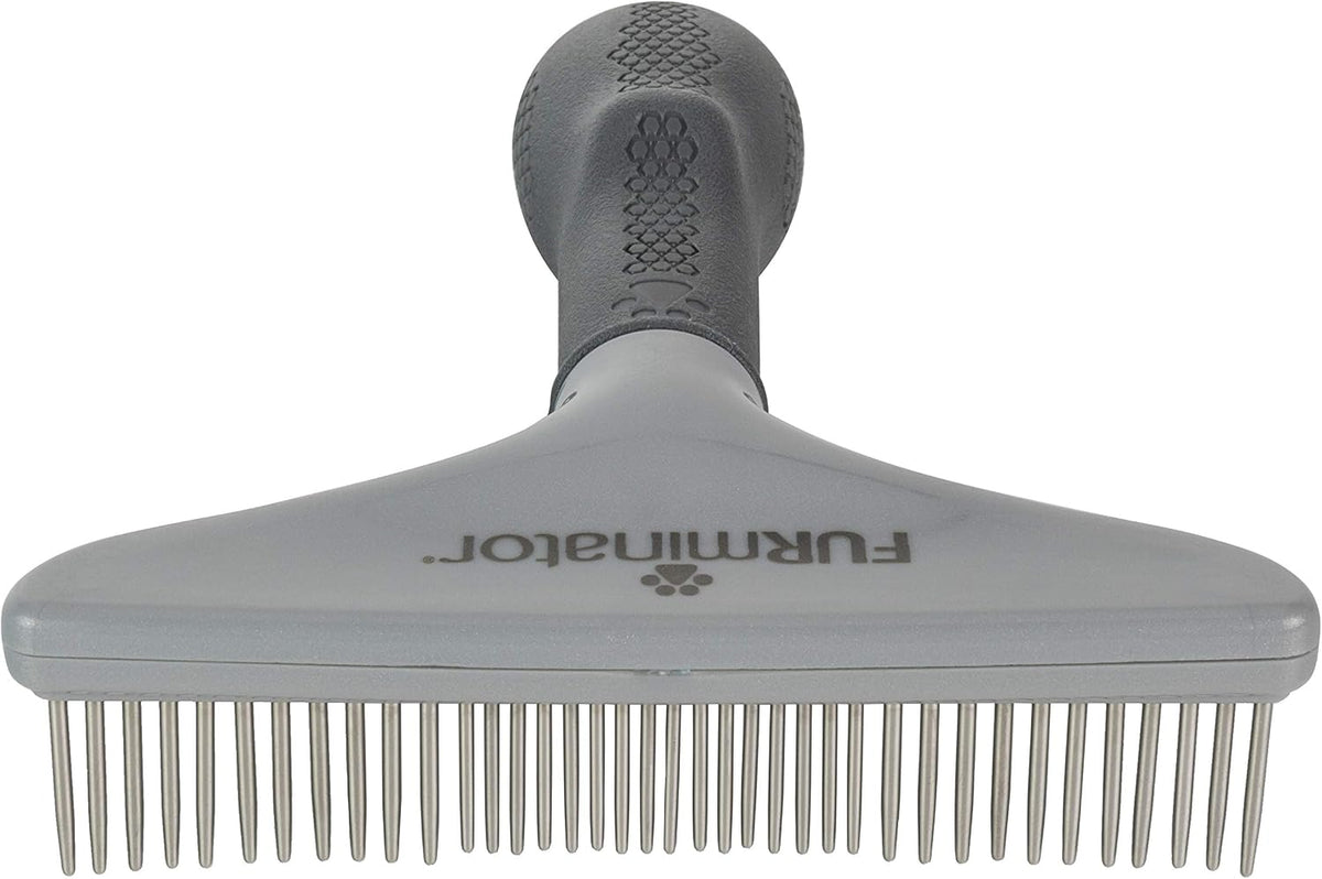 FURminator Dog/Cat Grooming Rake, Grooming Tool, Removes Loose Hair and Tangles, Gray
