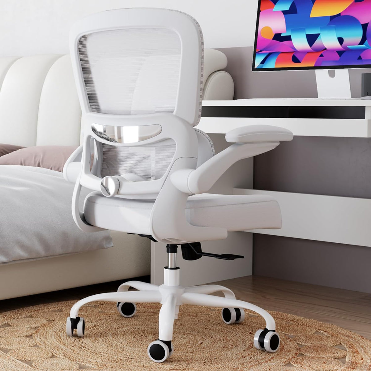TRALT Office Chair - Ergonomic Desk Chair with Adjustable Lumbar Support, Mesh Computer Chair, Executive Chairs for Home Office Comfortable Lumbar Support (Black)