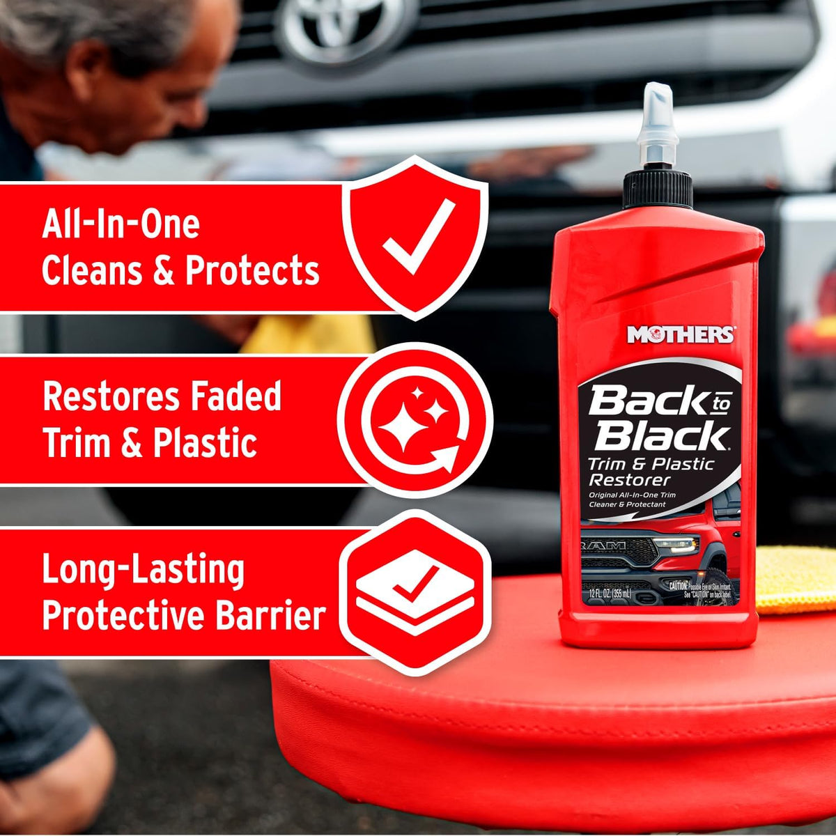 Mothers Back-to-Black Trim & Plastic Restorer, 12 oz. (06112)