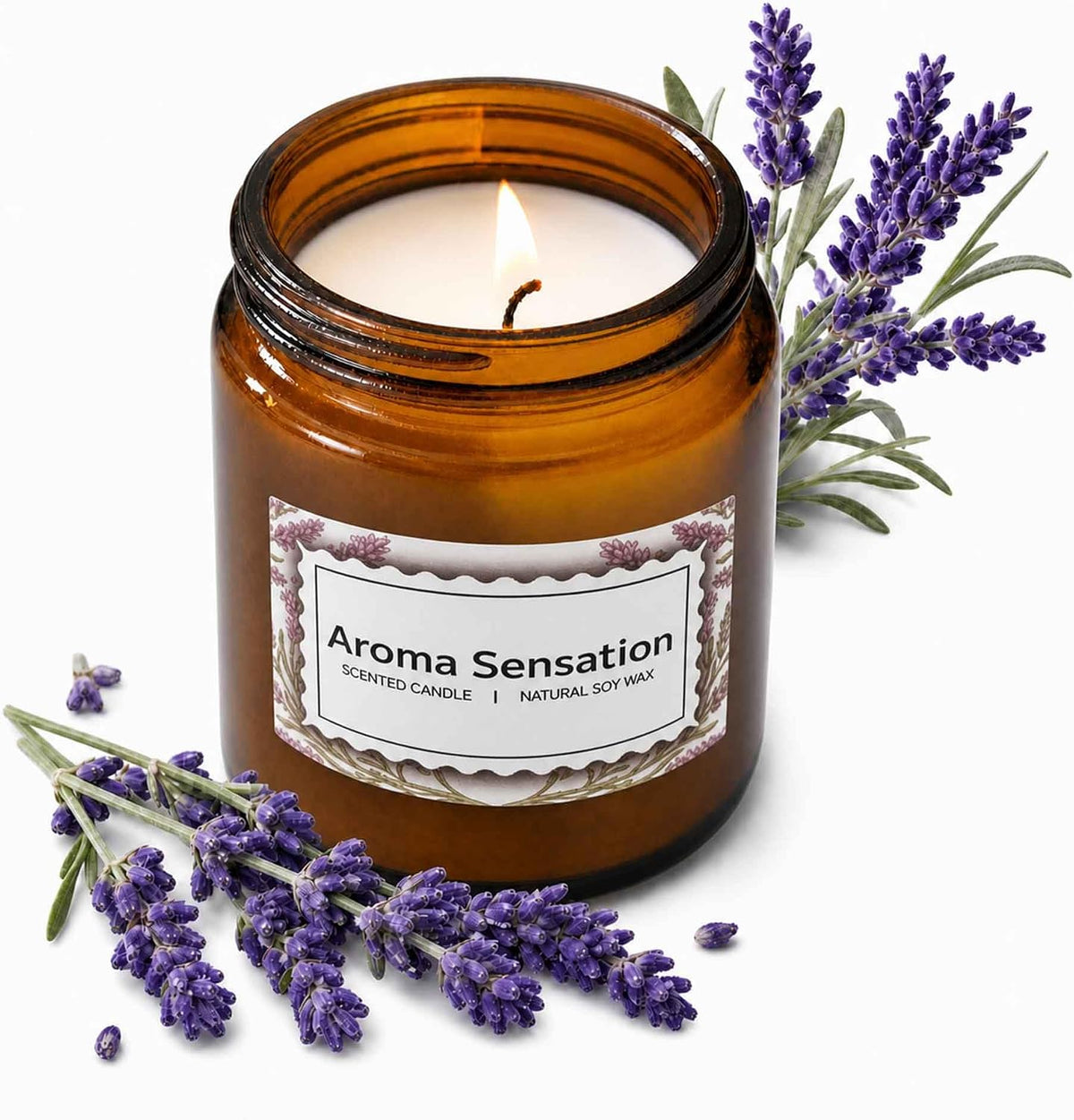 Organic Coconut Vanilla Candles - Non Toxic Soy Candles for Home, Stress Relief & Meditation (7oz)
