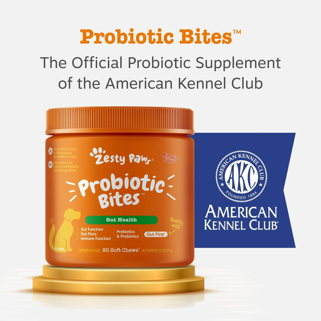 Zesty Paws Probiotics for Dogs - Gut Health for Dogs, Pumpkin, 90 Ct