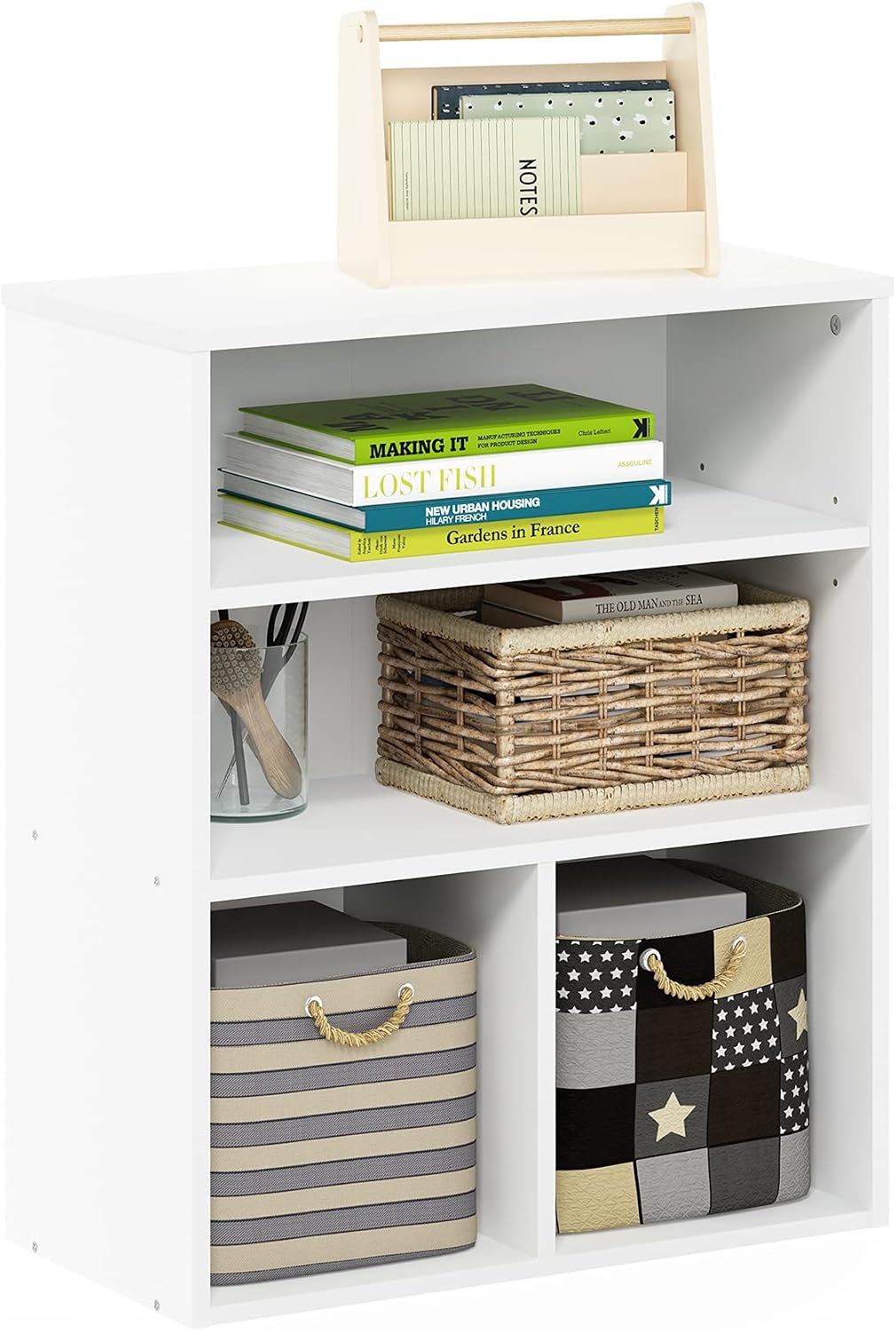 Furinno JAYA Book Shelf, 3-Tier Bookshelf, Bookcase with Adjustable Shelves, 9.5 x 24.5 x 40.3, for Organization and Storage, for Living Room, Bedroom, Home Office, French Oak