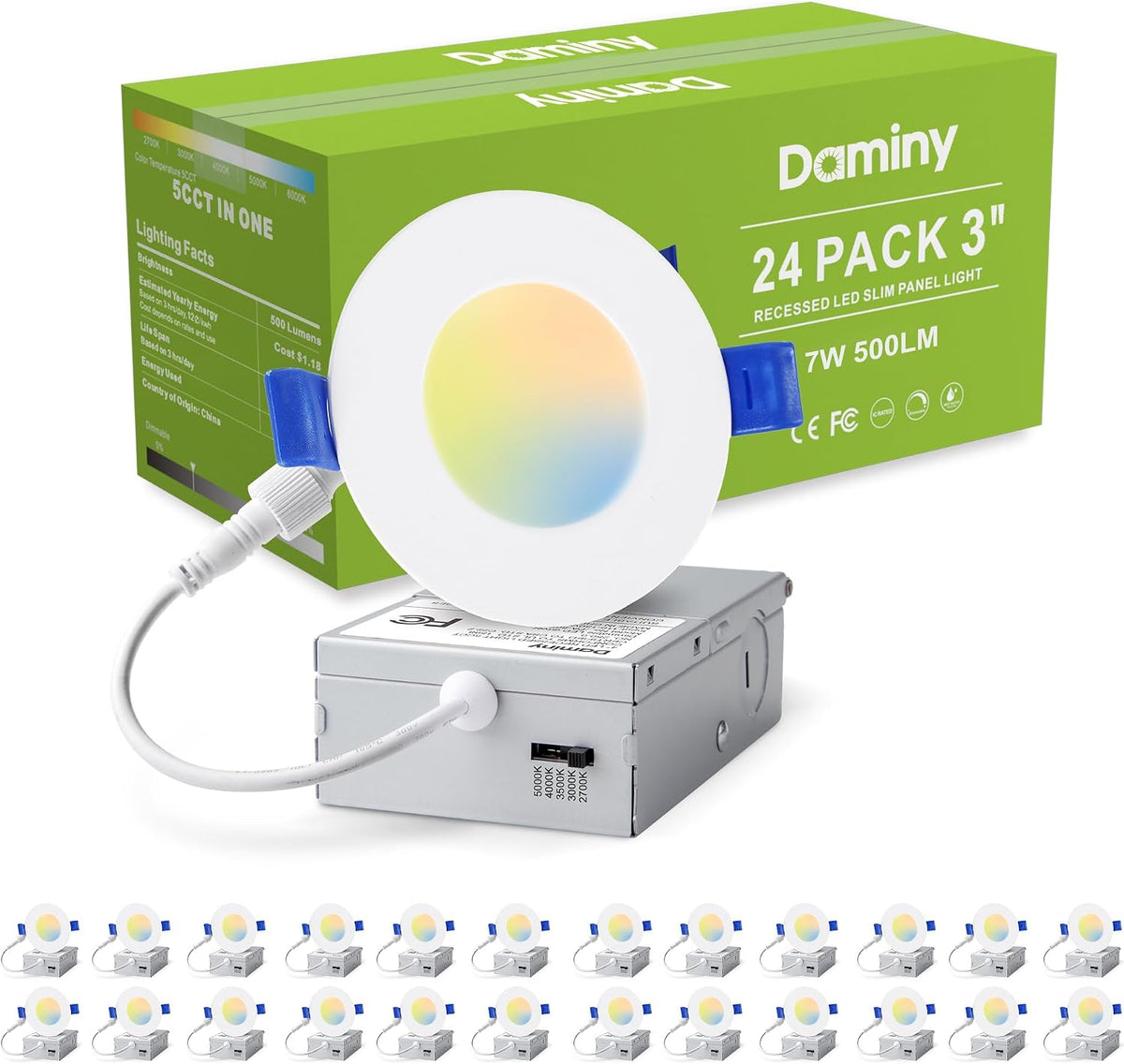 DAMINY 24 Pack 6 Inch LED Recessed Lighting, Canless Wafer Downlight, White