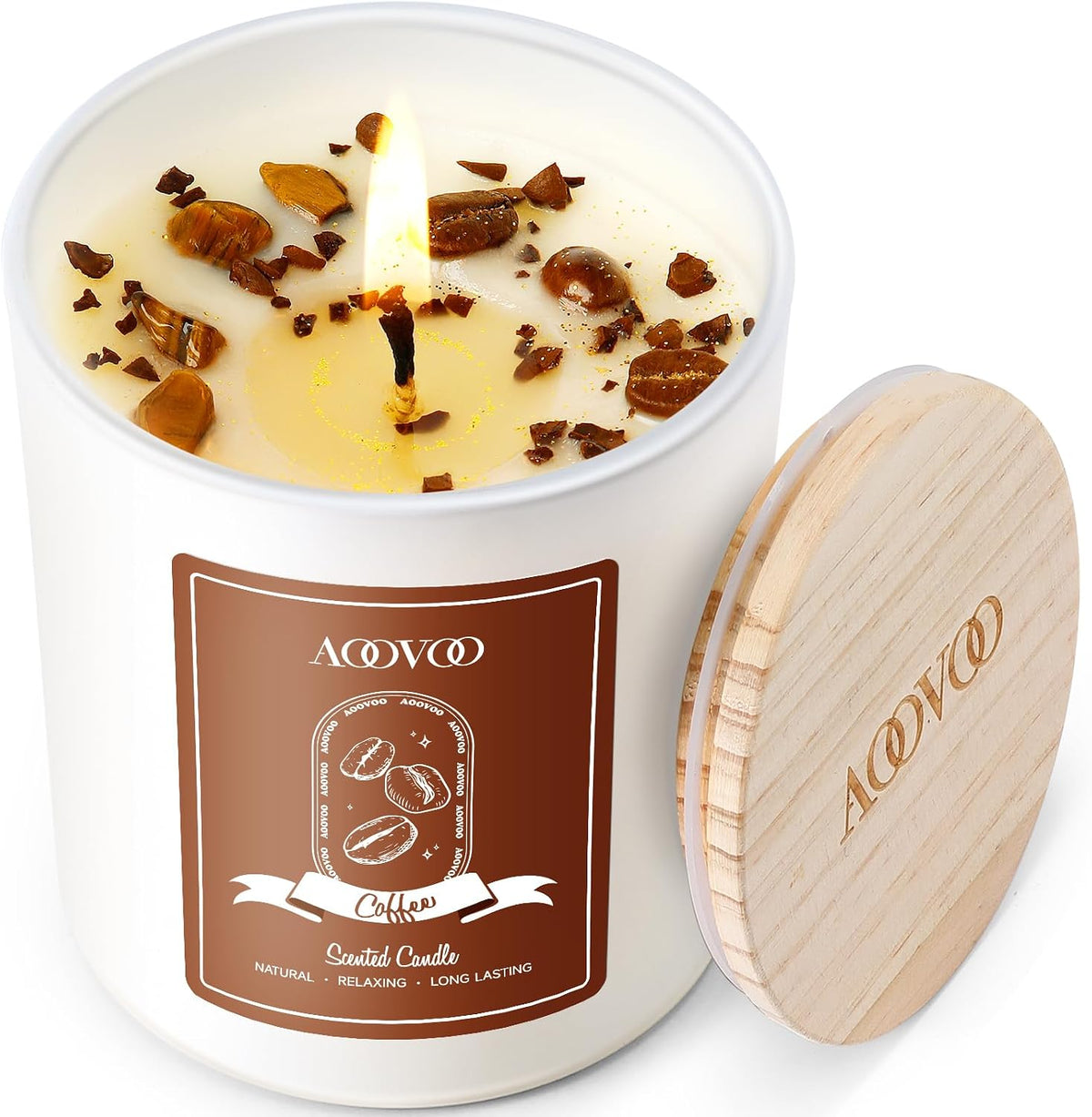 AOOVOO Lavender Scented Candles for Women - Aromatherapy Candle with Crystals Inside, 10oz Soy Candles for Home Scented, Birthday Gifts Mothers Day Candle for Women Mom