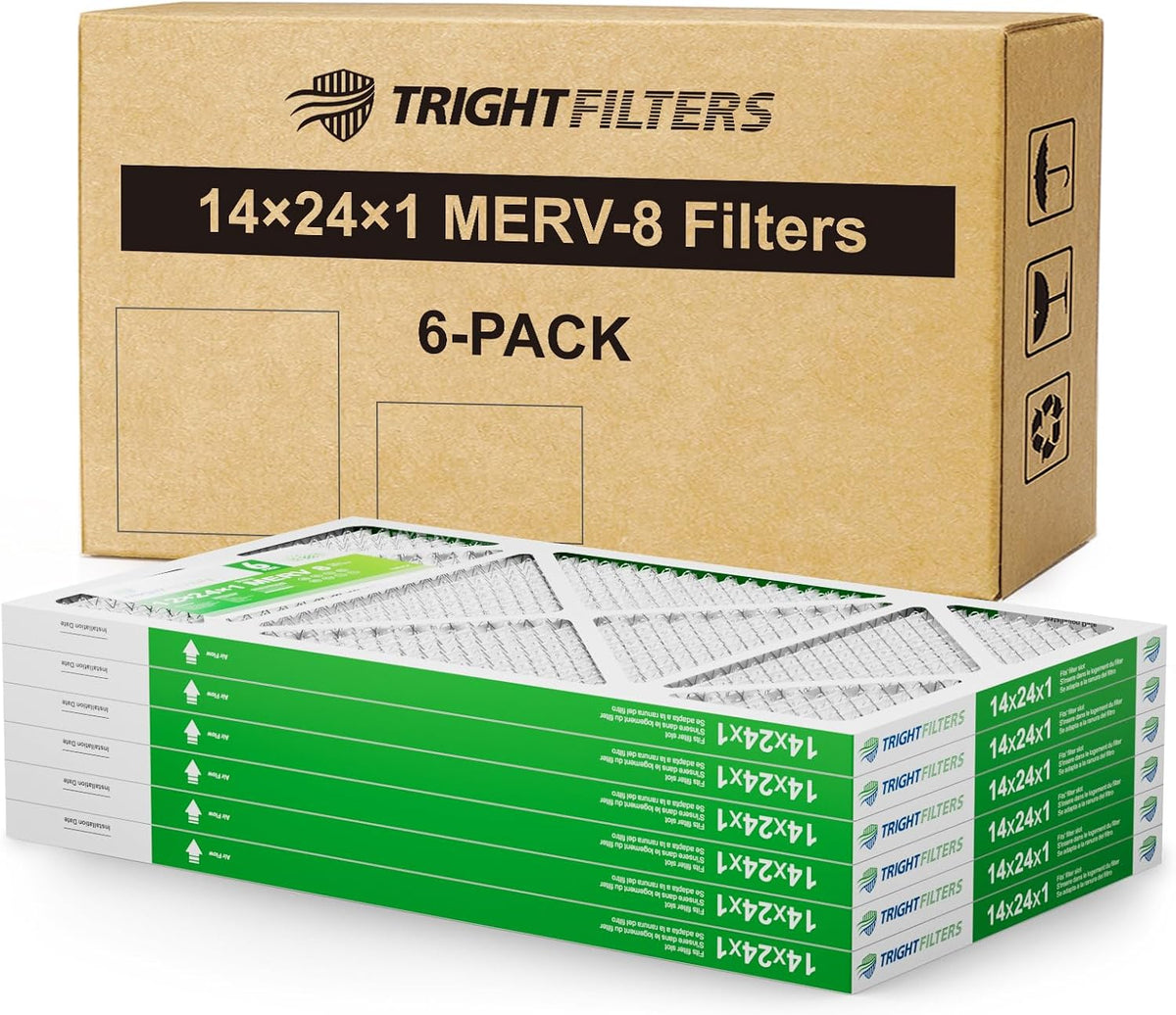 TRIGHTFILTERS 12x12x1 Air Filter 6 Pack, MERV 8 Pleated Home HVAC AC Filter