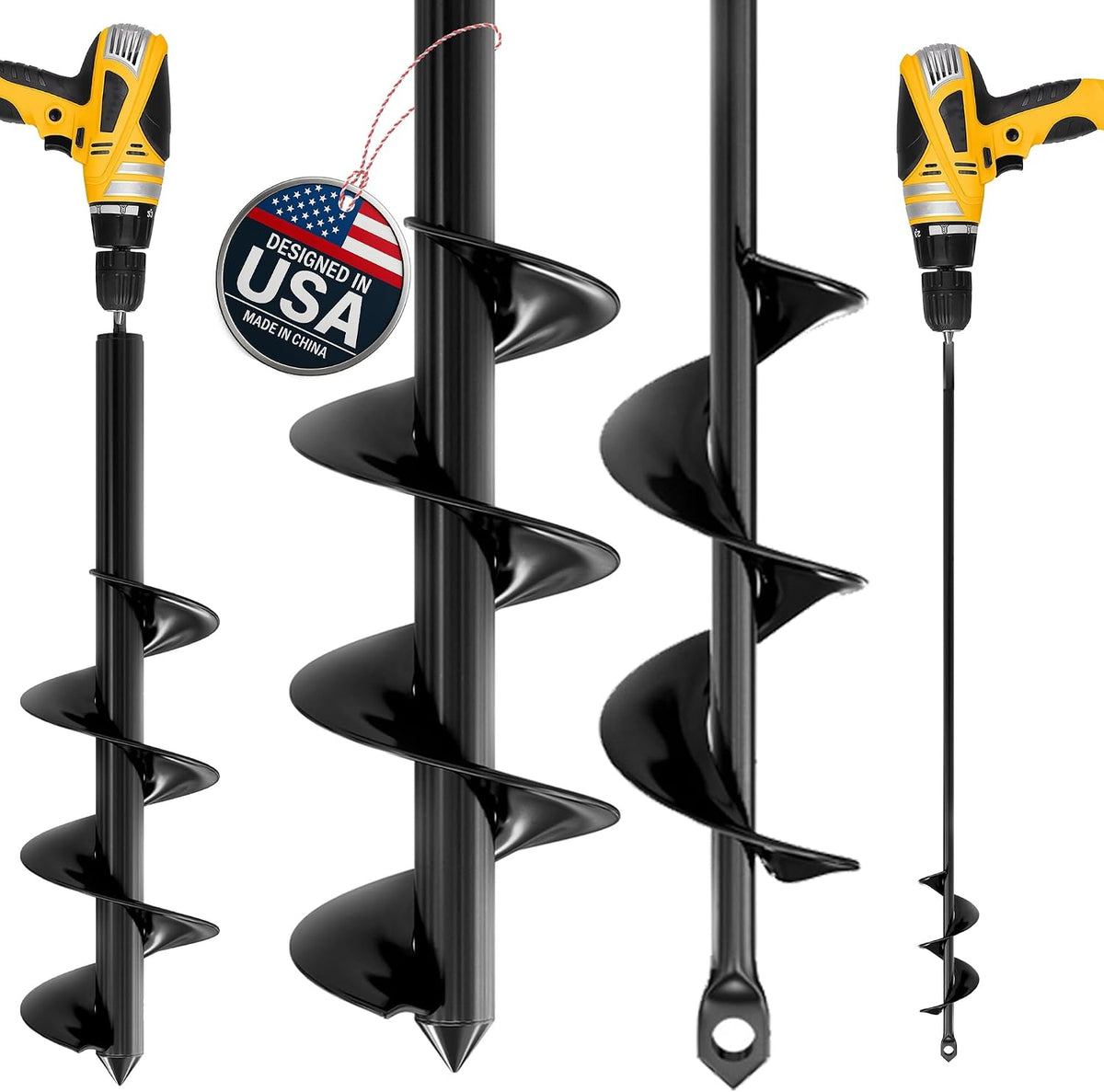 K-Brands Auger Drill Bit for Planting 2 Pack 1.6" x 16" & 3.5" x 16" Set