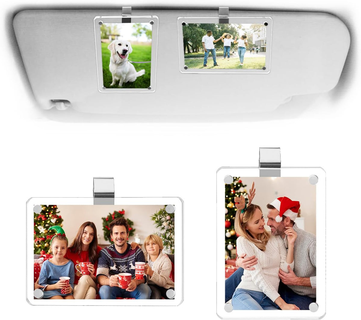 Gift for Boyfriend Husband Girlfriend Dad Car Decorations Interior Picture Holder, Car Visor Photo Clip Magnetic Frame Father's Day Personalized Photo Gifts Cute Car Decor Accessories 3.5 x 2.4 inch (1 PC)