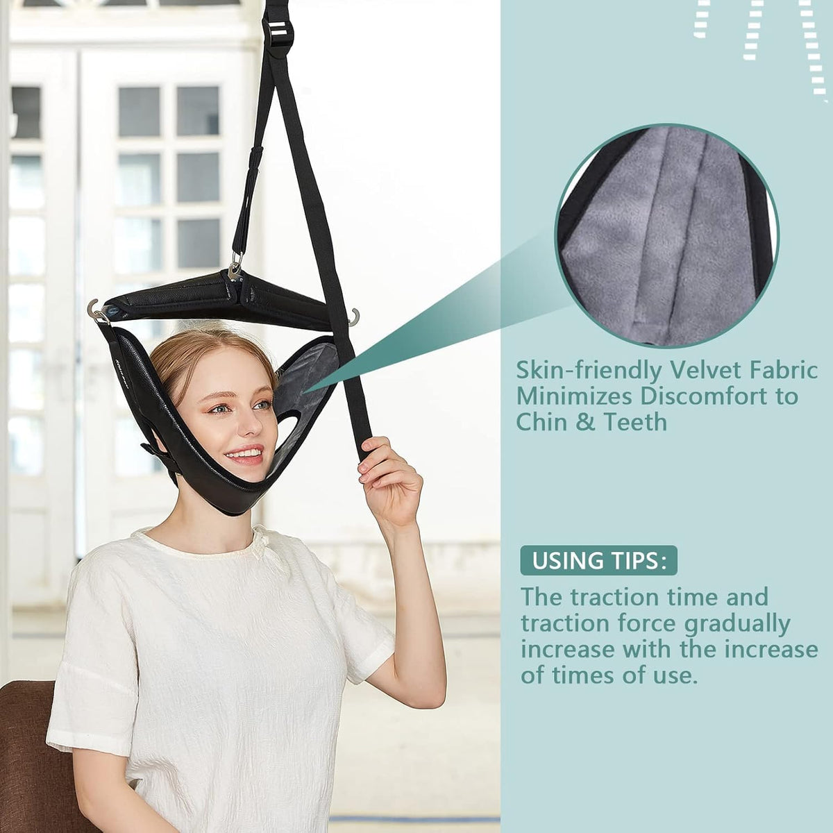 Neck Stretcher Cervical Traction Device for Home Use - Over The Door Cervical Neck Traction Device for Decompression Home Physical Therapy, Portable Neck Traction Device for Neck Pain (Black)