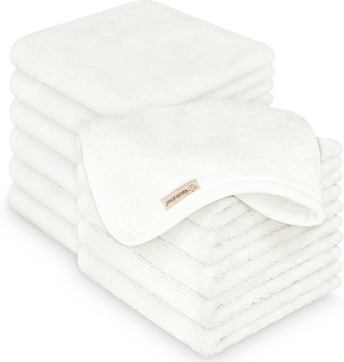 6-Pack Baby Washcloths, Soft Absorbent Washcloths for Face, Body (White)