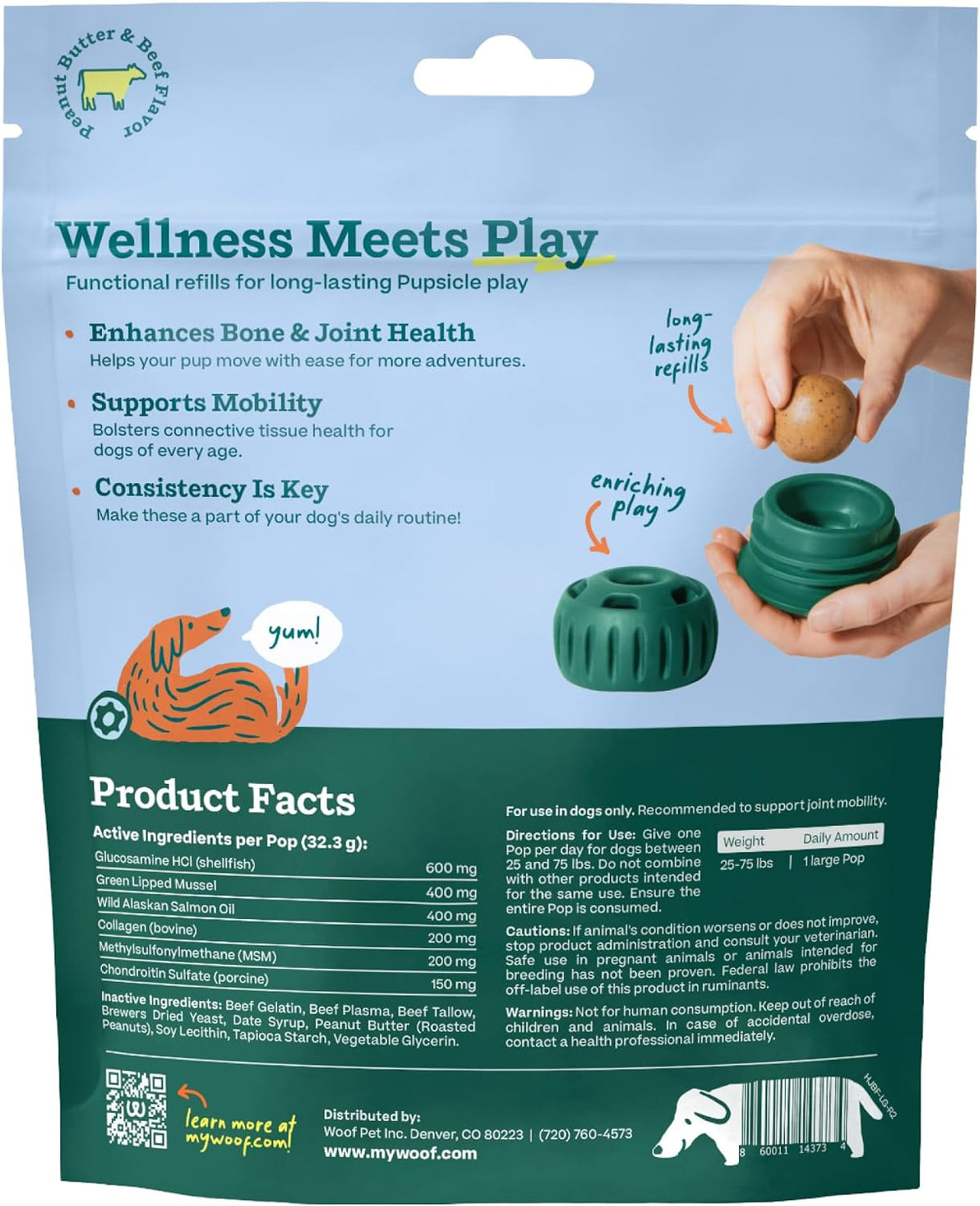 WOOF Hip & Joint Pupsicle Refill Pops - Dog Supplement for the Pupsicle Toy to Support Joint Health, Recovery, and Mobility - Large Pops
