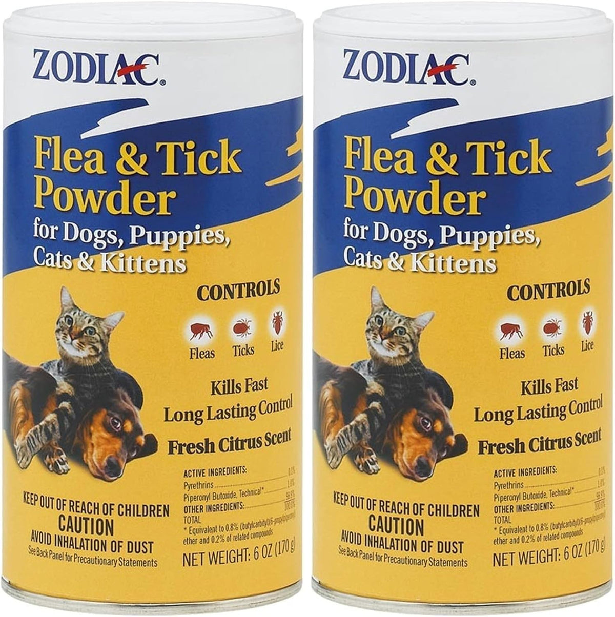 Zodiac Flea & Tick Powder for Dogs, Puppies, Cats & Kittens beige Small | Flea powder for dogs and cats 12 weeks or older; apply weekly for continued flea killer and tick control