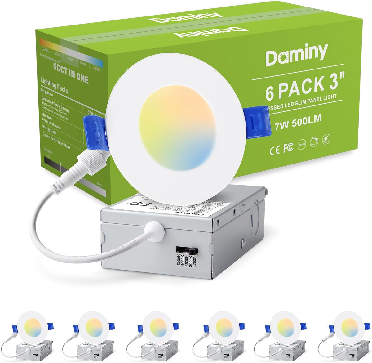 DAMINY 24 Pack 6 Inch LED Recessed Lighting, Canless Wafer Downlight, White