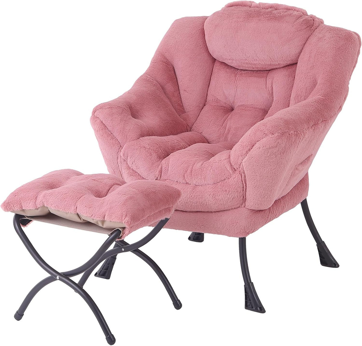 Tiita Lazy Chair with Ottoman, Comfy Reading Accent Chair, Dark Grey
