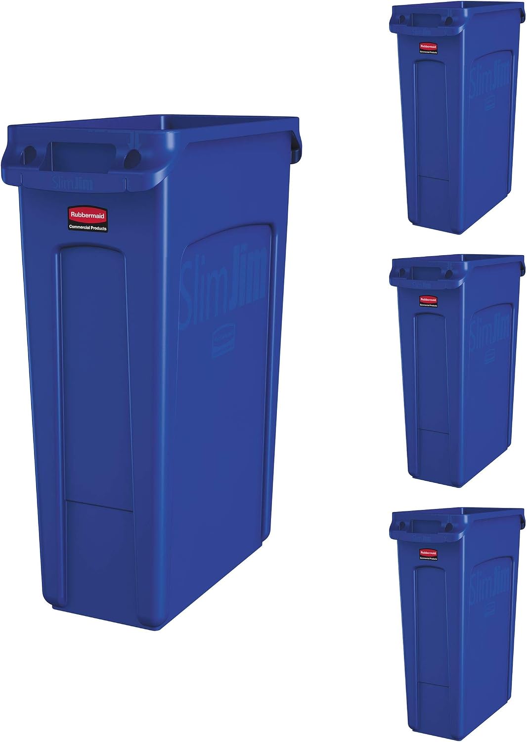 Rubbermaid Commercial Products Slim Jim Plastic Rectangular Trash/Garbage Can With Venting Channels, 23 Gal, Black, for Kitchen/Office/Workspace