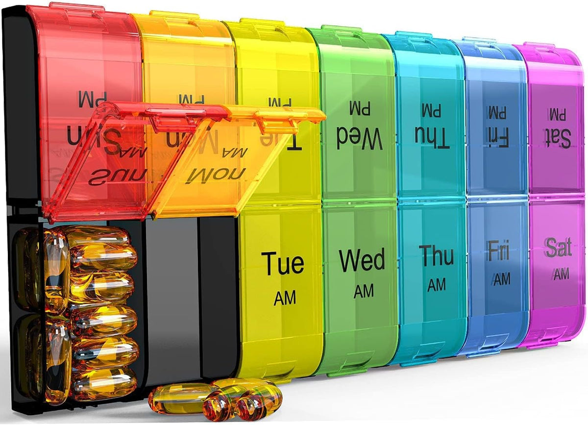 Extra Large Pill Organizer 2 Times a Day，Made for Seniors & High-Dose Users
