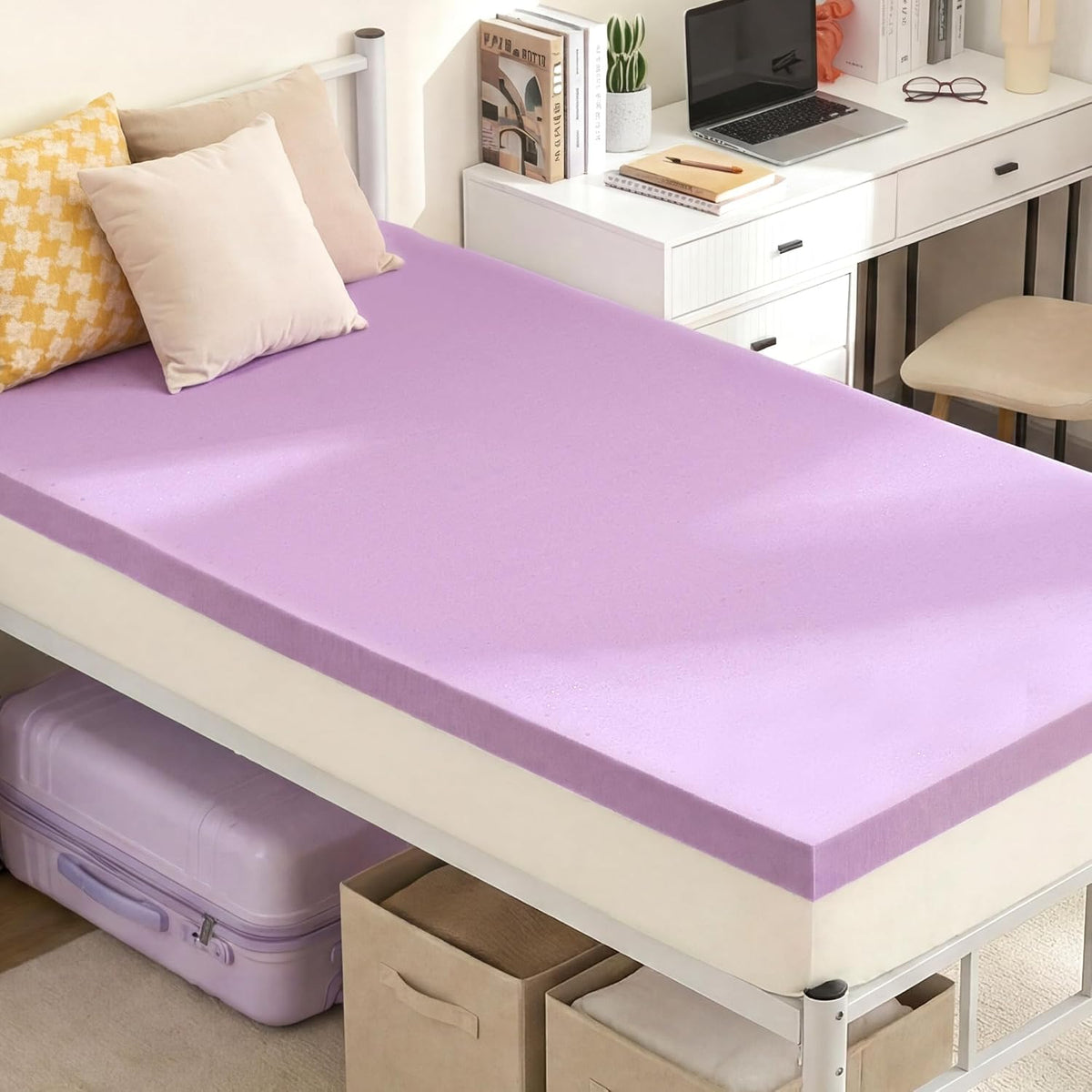 BDEUS Mattress Topper Twin XL, 2 Inch Gel Memory Foam Mattress Topper for College Dorm, Ventilated Soft Mattress Pad, Bed Topper, CertiPUR-US Certified