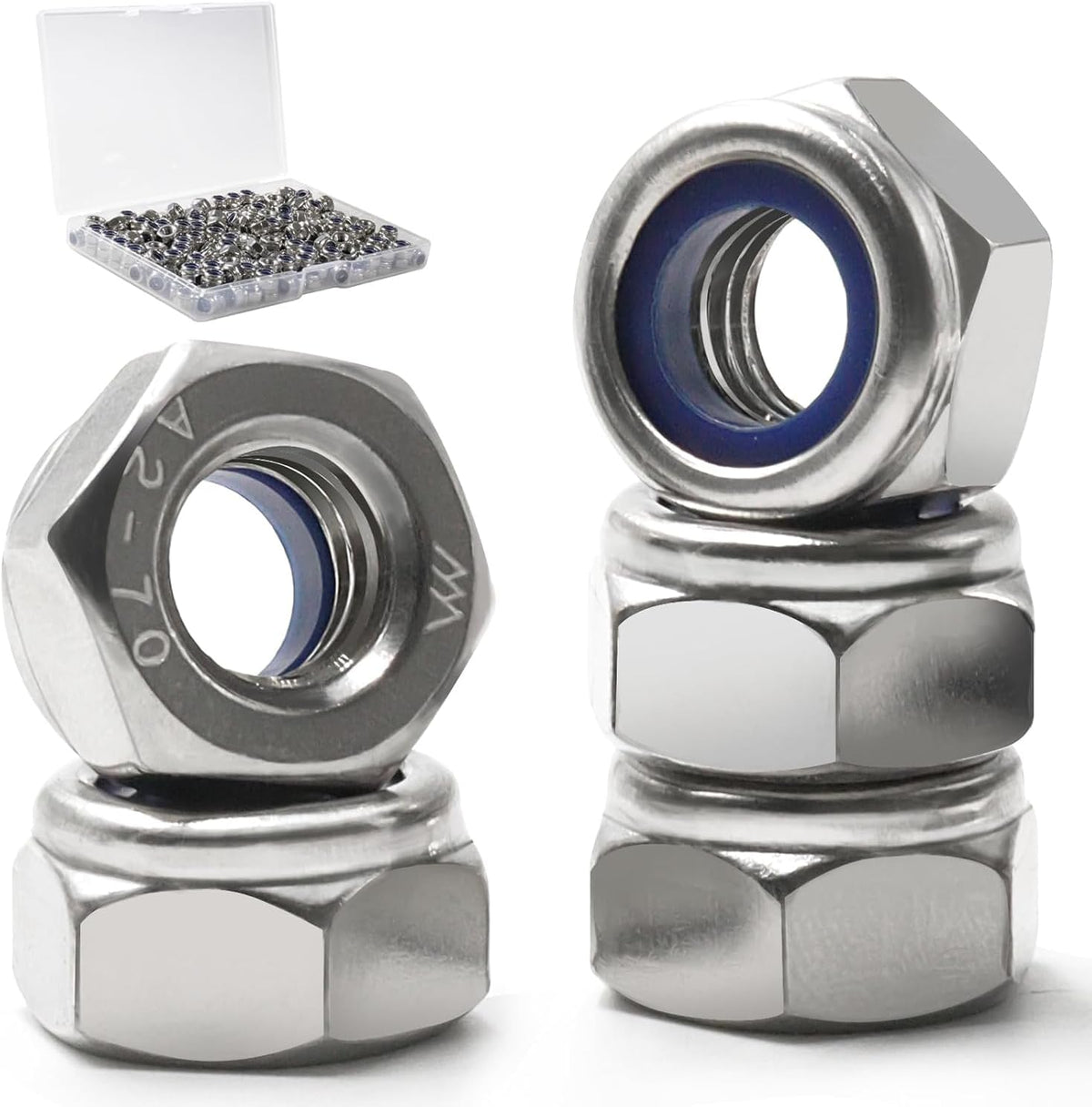 1/4-20 Lock Nut, 110Pcs Stainless Steel Nylock Insert Locking Nuts
