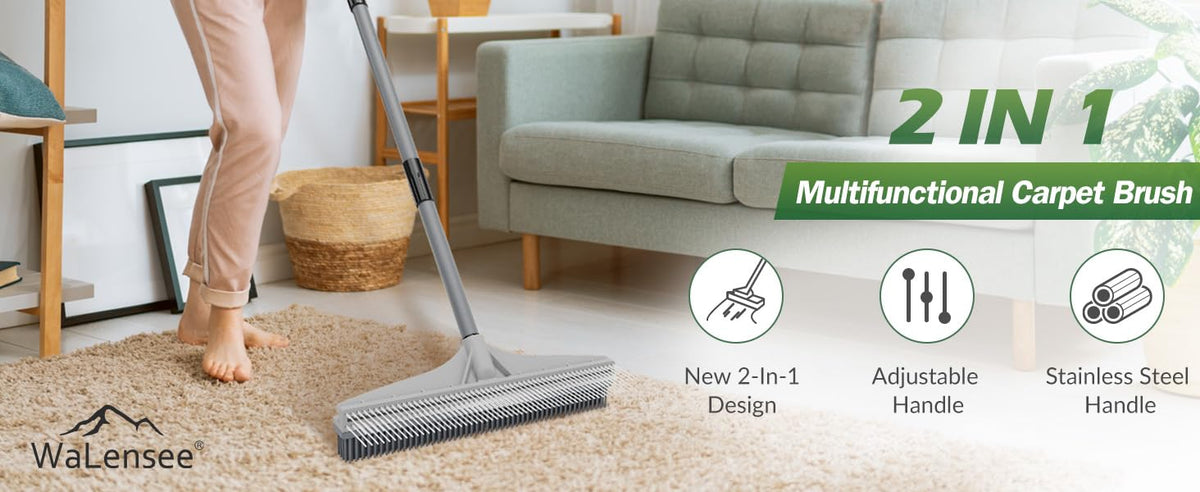 Walensee Carpet Rake, 2-in-1 Nylon Carpet Brush & Pet Hair Rake