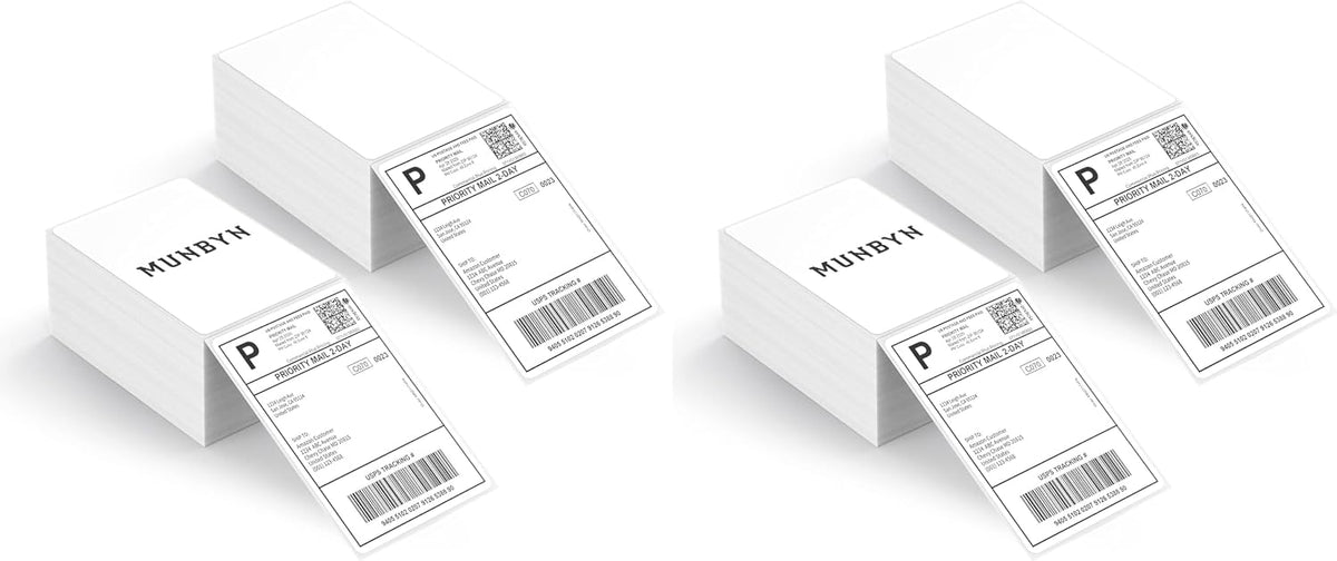 MUNBYN Thermal Direct Shipping Label (Pack of 500 4x6 Per Fanfold Labels) - Commercial Grade