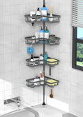 KEGII Corner Shower Caddy Tension Pole, Large Capacity Bathroom Organizer