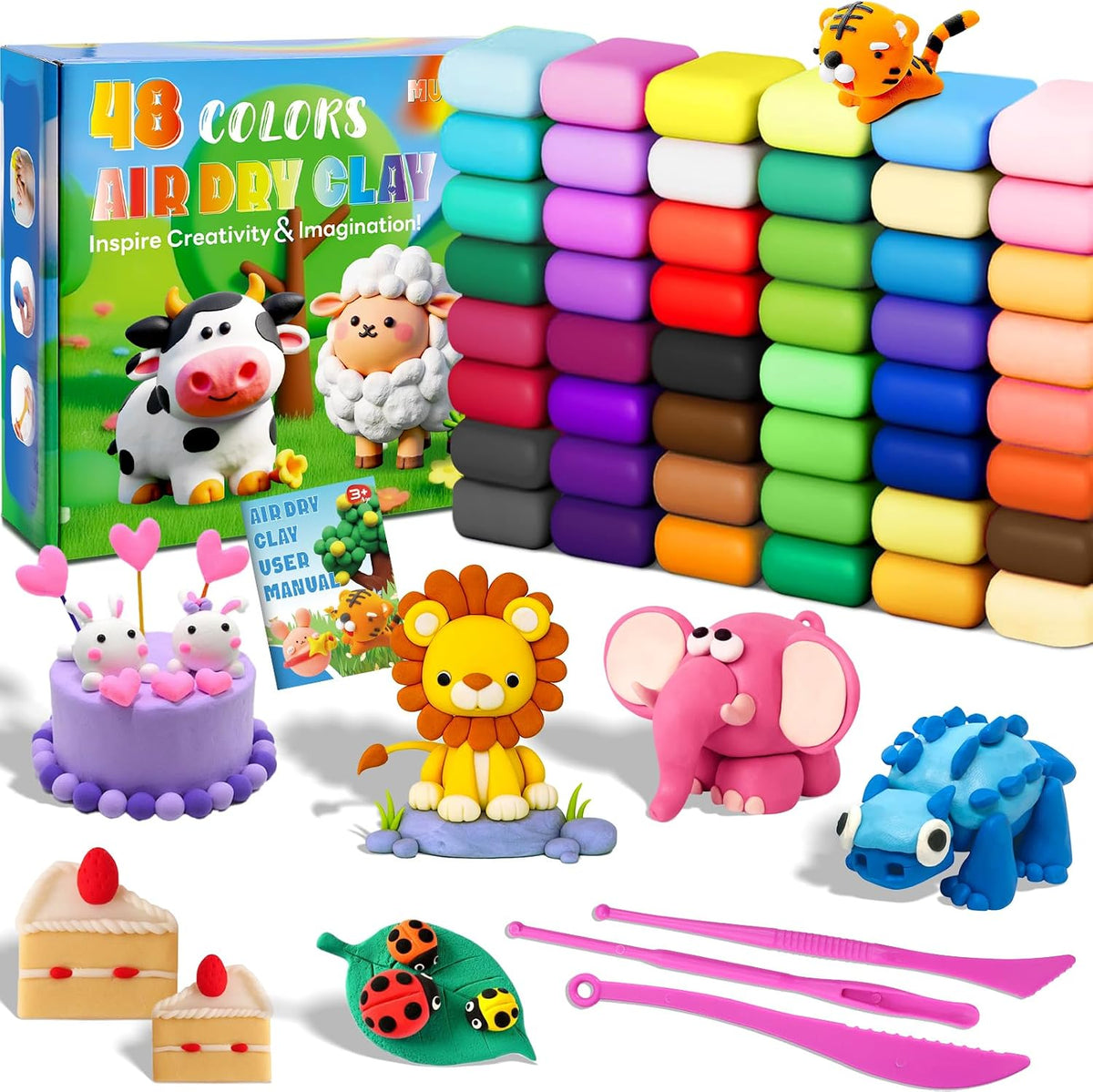 MuseLuxe Air Dry Clay - 32 Colors Modeling Clay Kit with 3 Sculpting Tools