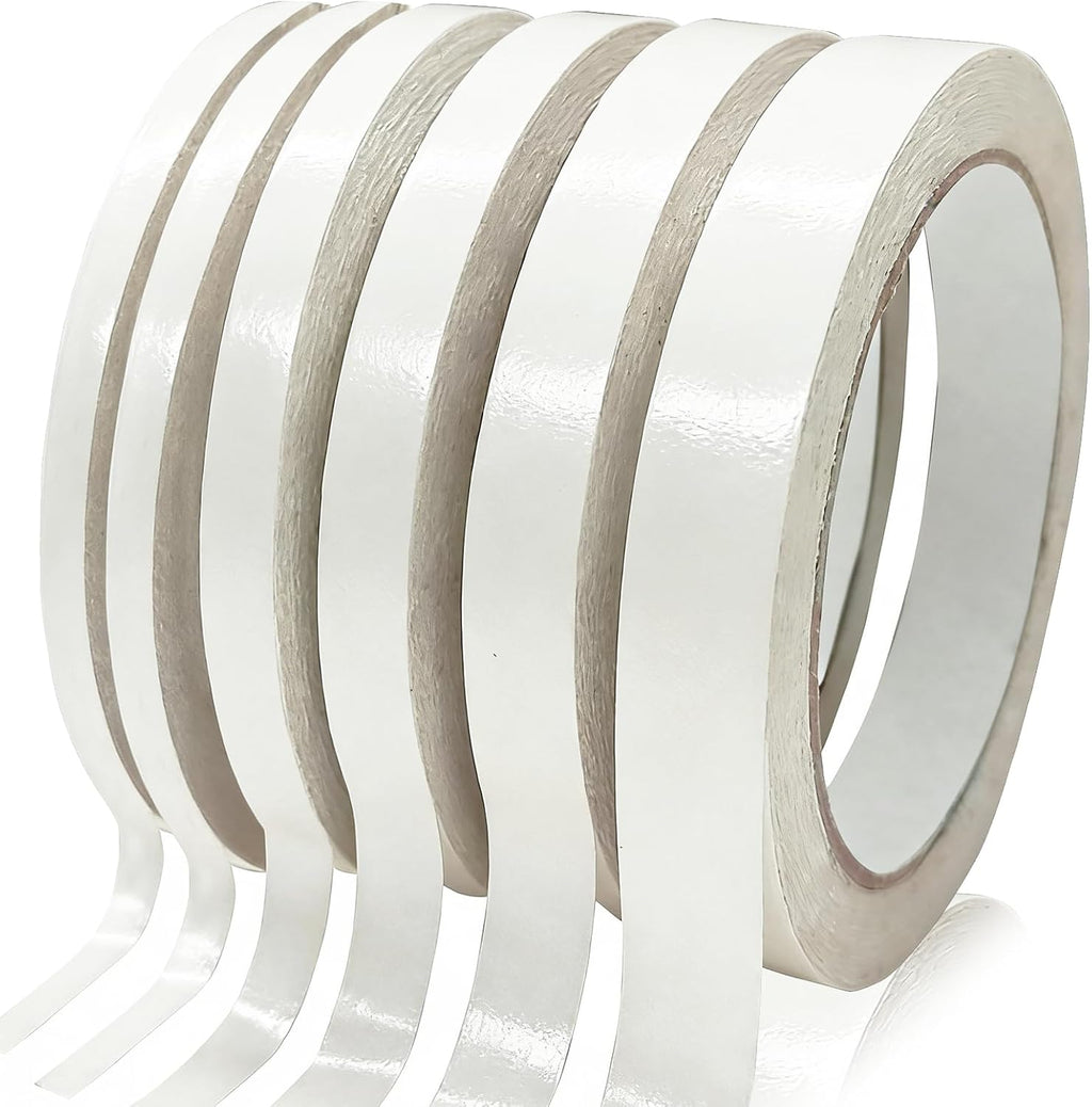 Double Sided Tape for Crafts, Double-Sided Tape for Arts, Scrapbook Supplies, Photography, Gifts Box, Scrapbooking, Card Making, Paper Backing, Tear-by-Hand, 6 Roll Heavy Duty Multi-Size Adhesive Tape
