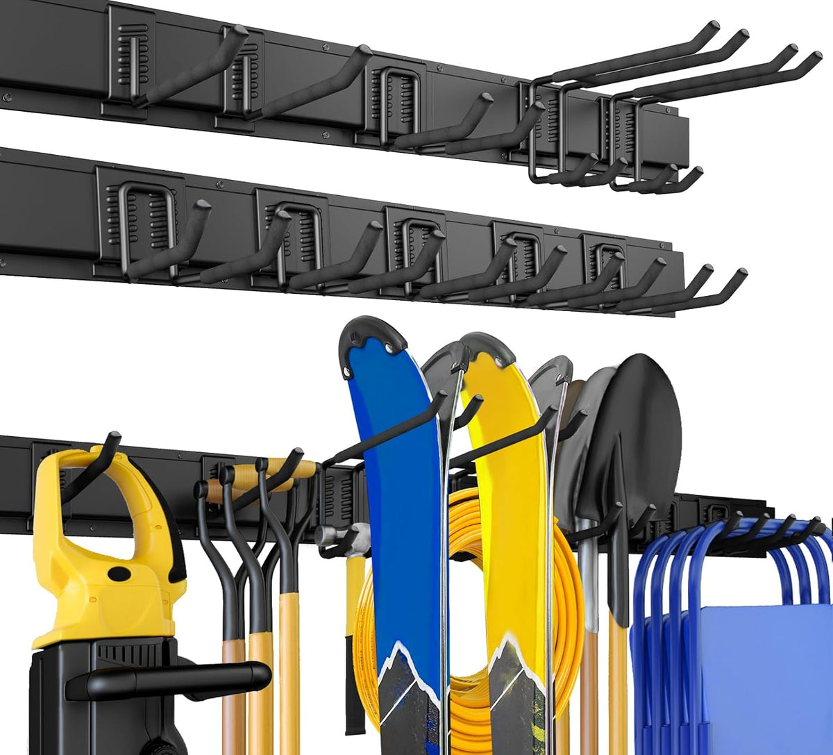 UUP 48" Garage Tool Organizer Wall Mount, 440lbs Garden Garage Storage Garage Organization with Adjustable Heavy Duty Hanging Hooks, Yard Rack Hanger System Shovel Rake Broom Ladder Holder, Men Gift