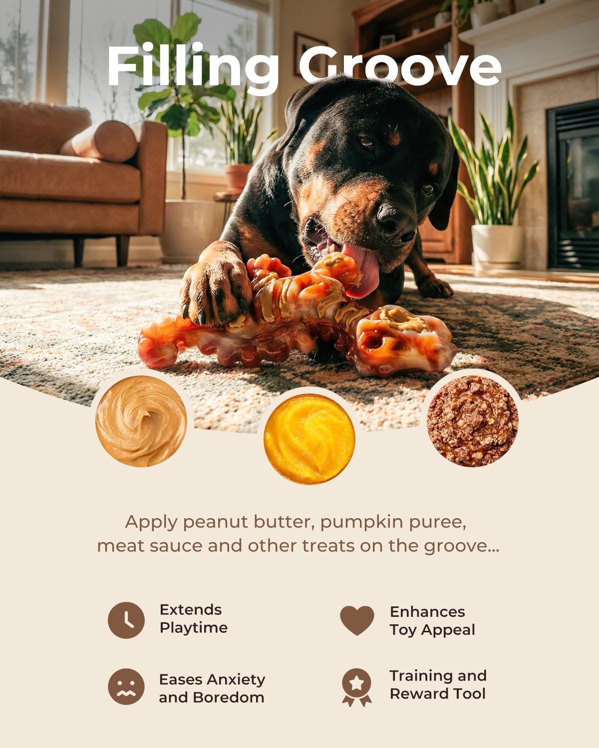 DinoBone 2-Pack Tough Dog Chew Toys for Aggressive Chewers, Rock-Hard Nylon | Bacon Flavor Bones for Large Dogs 20–90 Lb, Designed for Power Chewers and Helps Redirect Destructive Chewing, Amber Color