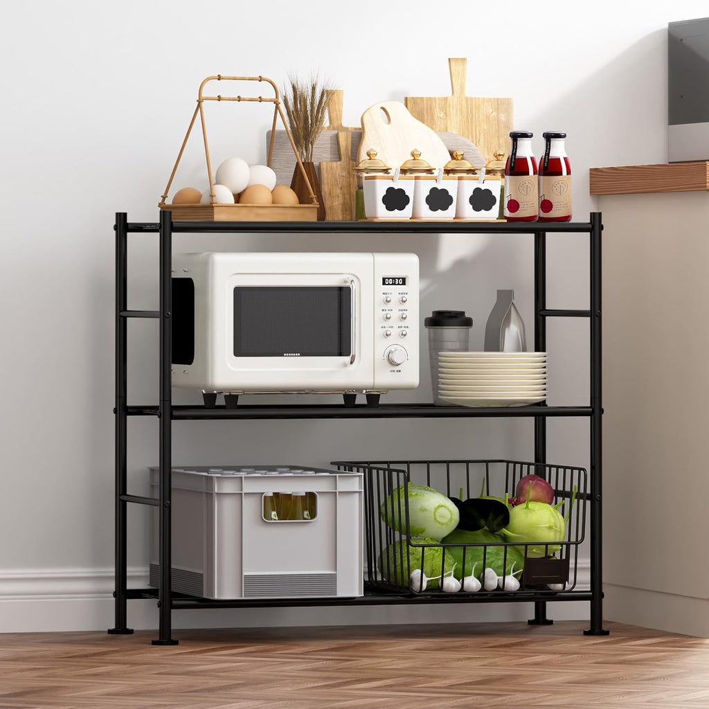 Sakugi Storage Shelves - 5 Tier Shelf Organizer, Heavy Duty Garage Shelving Unit with Leveling Feet, Stable Metal Shelves Organizer for Pantry, Kitchen and Closet, 33.0" W x 12.6" D x 72.0" H, Black