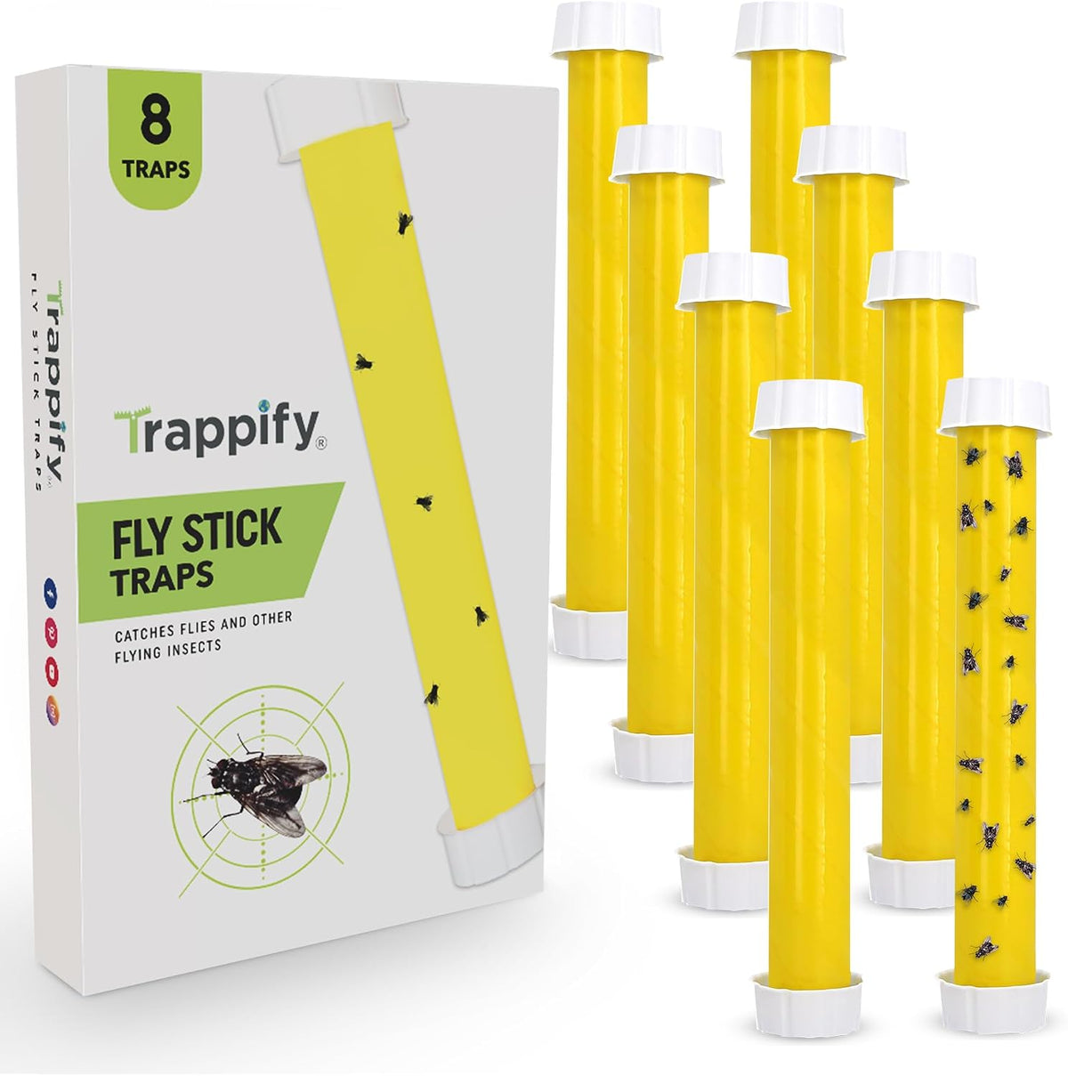 Trappify Hanging Fly Trap & Fruit Fly Traps for Indoors, Yellow, 2 Pack