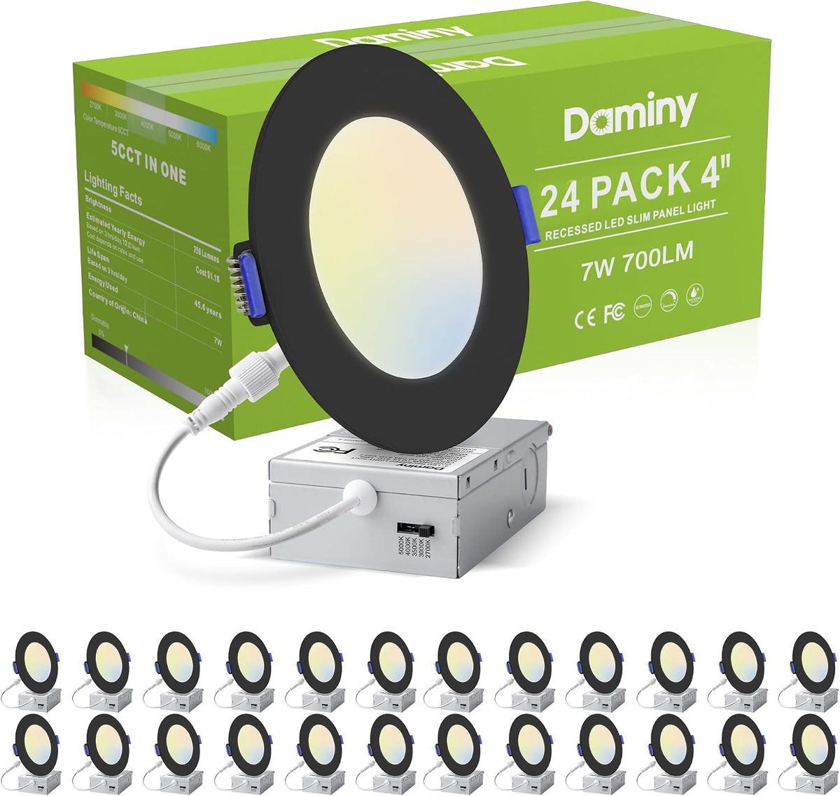 DAMINY 24 Pack 6 Inch LED Recessed Lighting, Canless Wafer Downlight, White