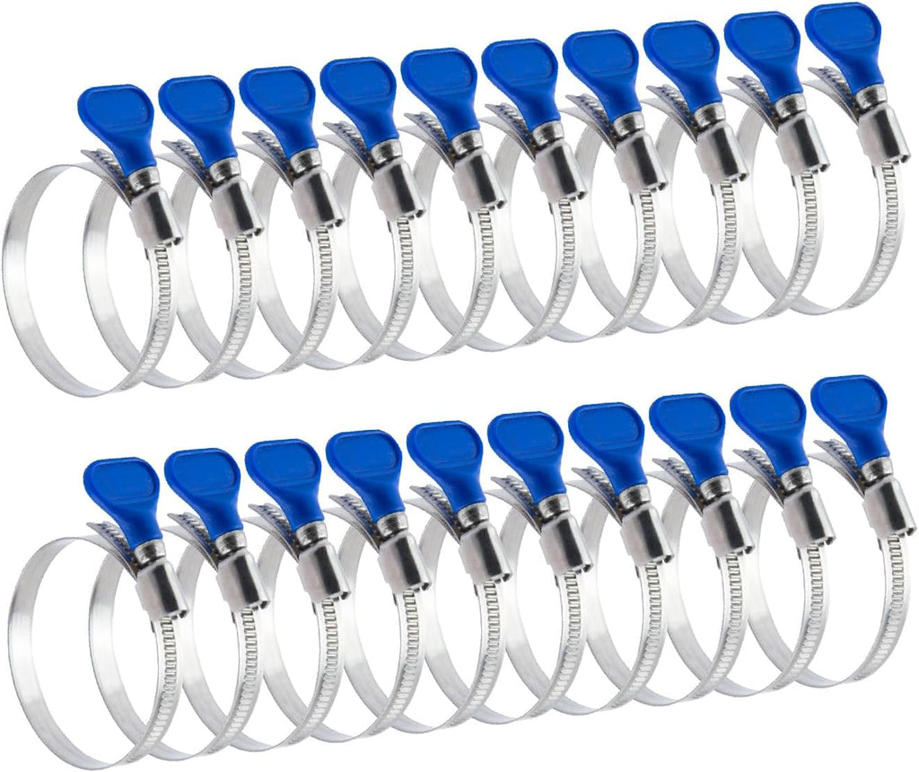 POWERTEC 70260 4 Inch Key Hose Clamp, Thumb Screw Key Adjustable Stainless Steel Hose Clamps for Dust Collection, Dust Collector and Dryer Vent Hose, Pipe Clamp, RV Clamp, Worm Gear Clamp, 10 pack