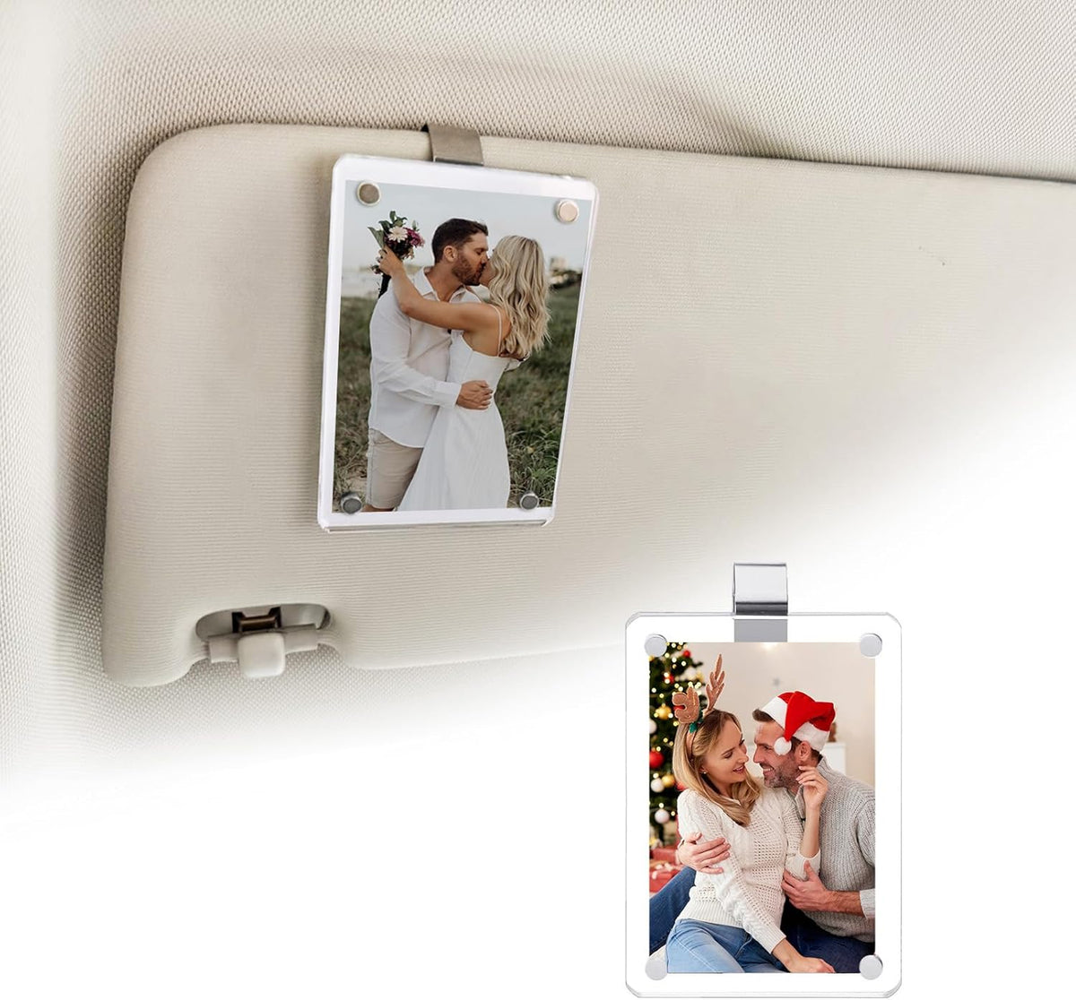 Gift for Boyfriend Husband Girlfriend Dad Car Decorations Interior Picture Holder, Car Visor Photo Clip Magnetic Frame Father's Day Personalized Photo Gifts Cute Car Decor Accessories 3.5 x 2.4 inch (1 PC)