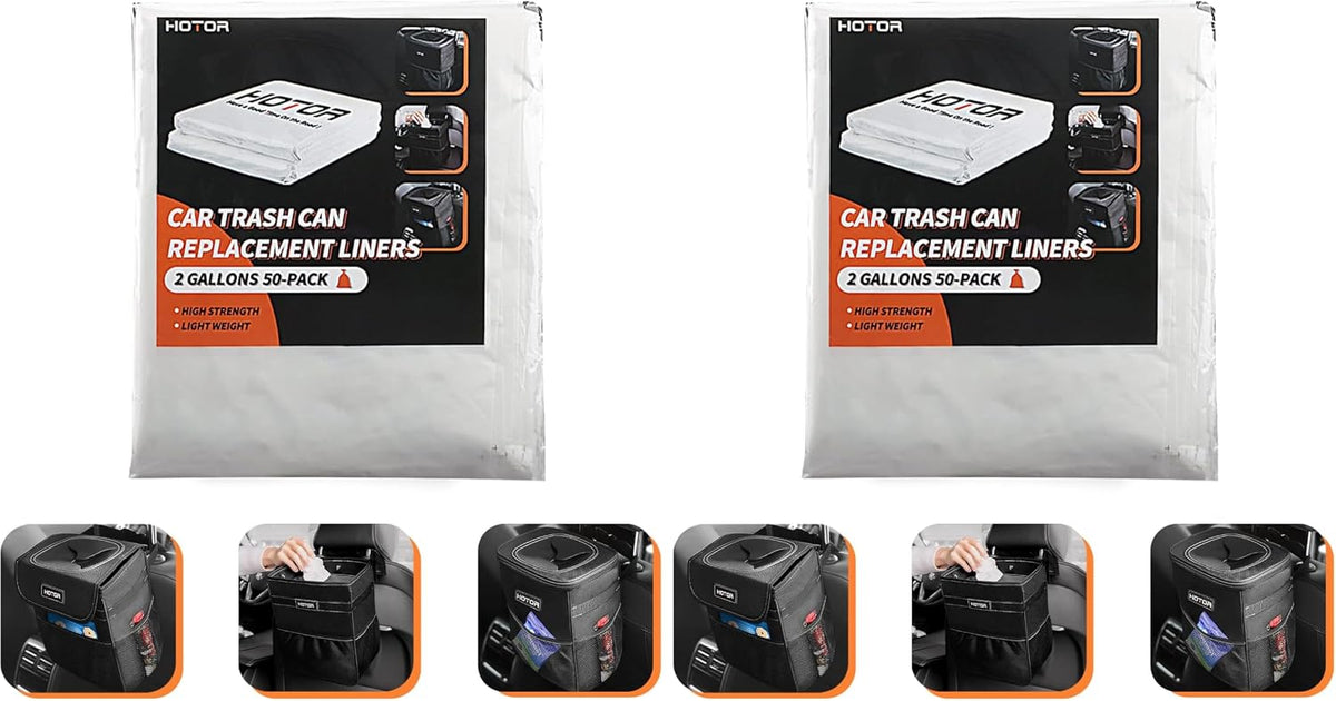 HOTOR Car Trash Bags, Liner Refills (50-Pack), (Trash Can is not Included)
