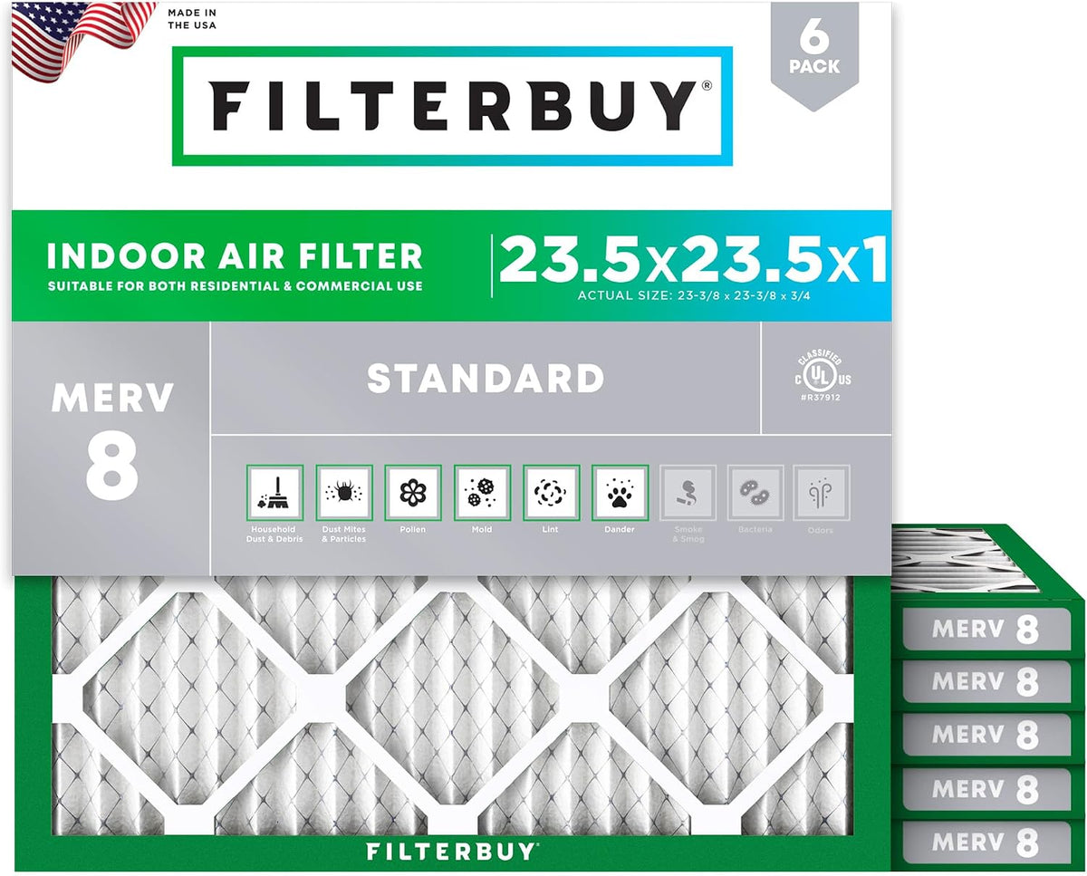 Filterbuy 16x25x1 Air Filter MERV 8 Dust & Allergy Defense (6-Pack)