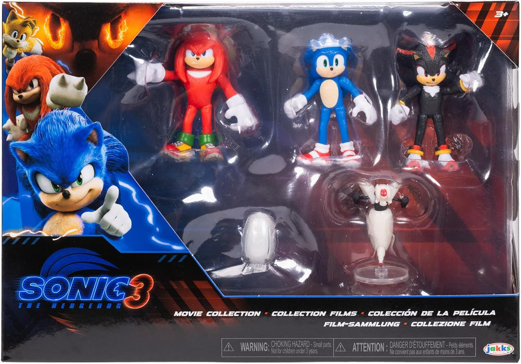 Sonic The Hedgehog 3 Movie Action Figures 2.5-Inch Movie Collector Toy Figure Multi-Pack Includes Knuckles Shadow Buzz Bomber & Drone- Officially Licensed Toys