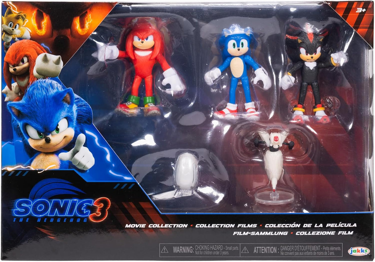 Sonic The Hedgehog 3 Movie Action Figures 2.5-Inch Movie Collector Toy Figure Multi-Pack Includes Knuckles Shadow Buzz Bomber & Drone- Officially Licensed Toys