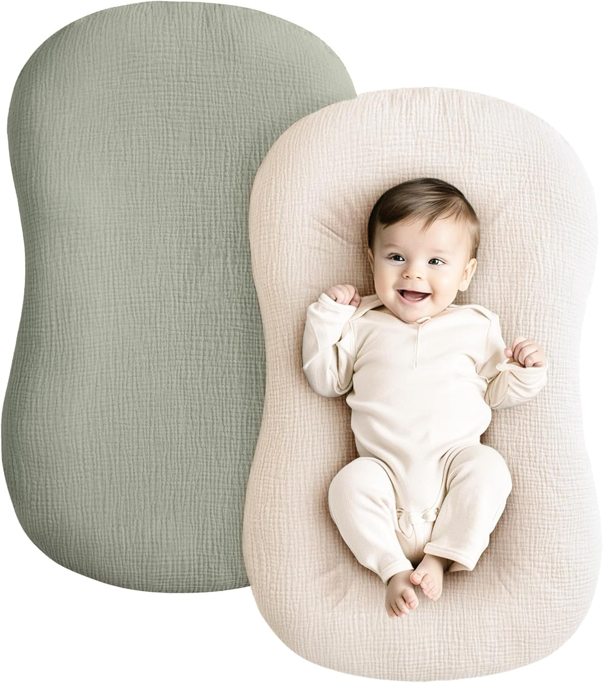 Konssy 2 Pack Muslin Baby Lounger Covers, Covers Only, 30.7" x 20"